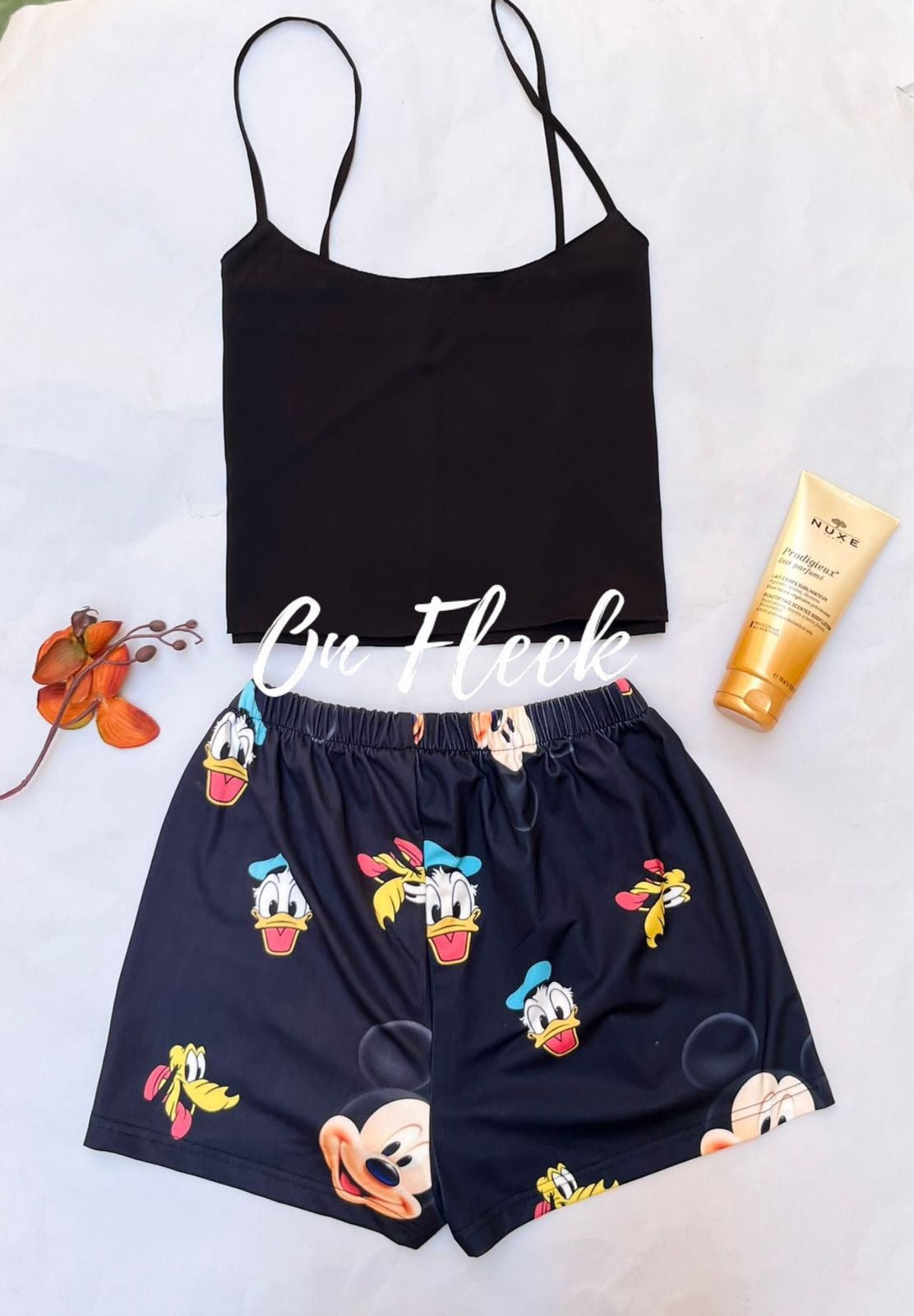 Black cut with black disney shorts