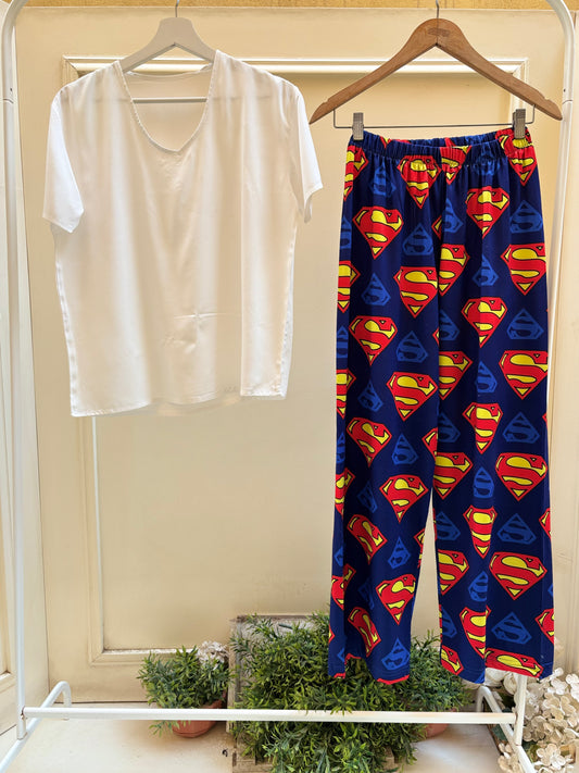 White Tshirt with superman pants women