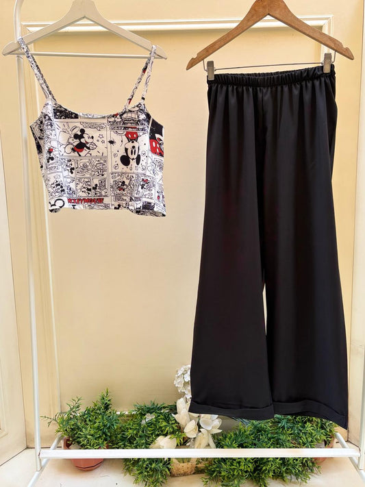 Mickey comics cut top with black soft pants