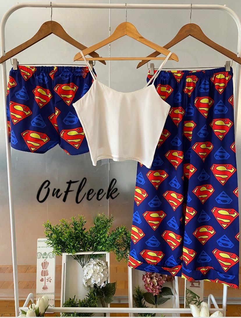 Superman women set with white cut top