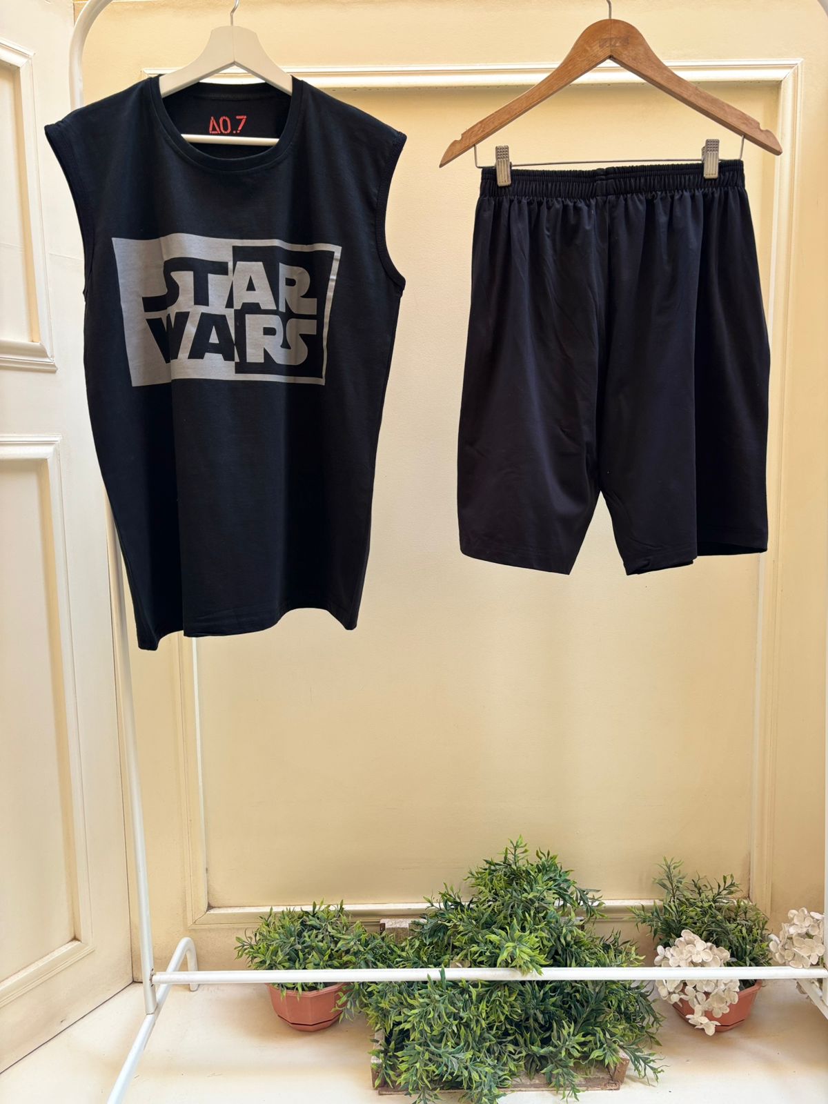 Black cut star wars black shorts