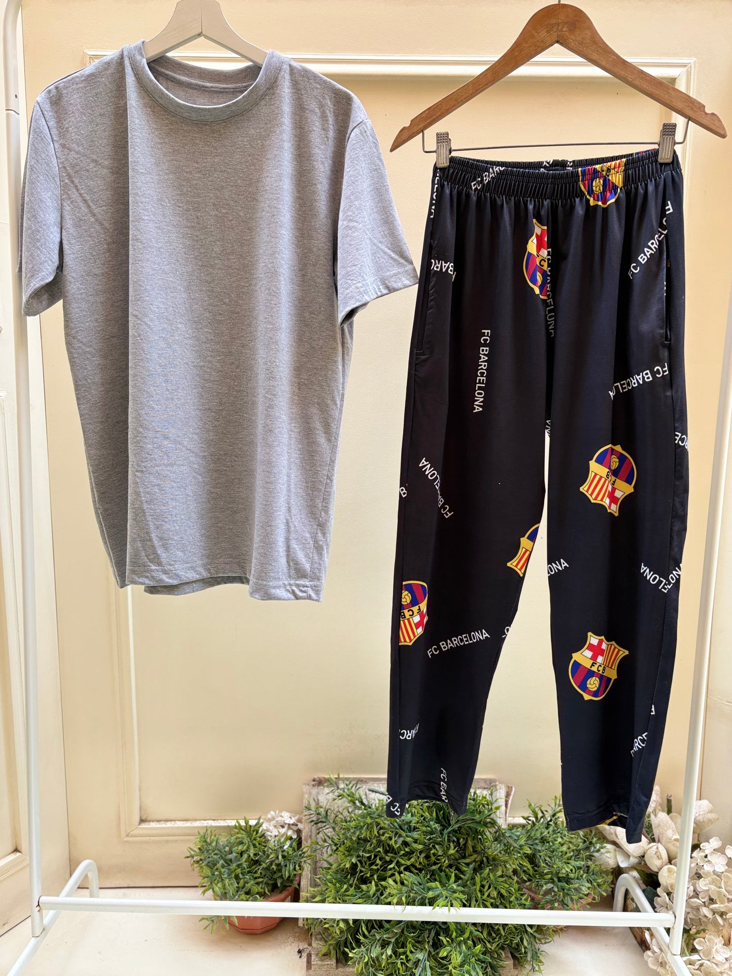 Light Grey Tshirt with barcelona pants