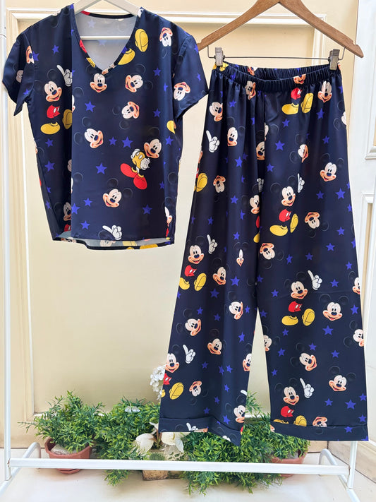 Navy mickey half sleeves set 2 pieces