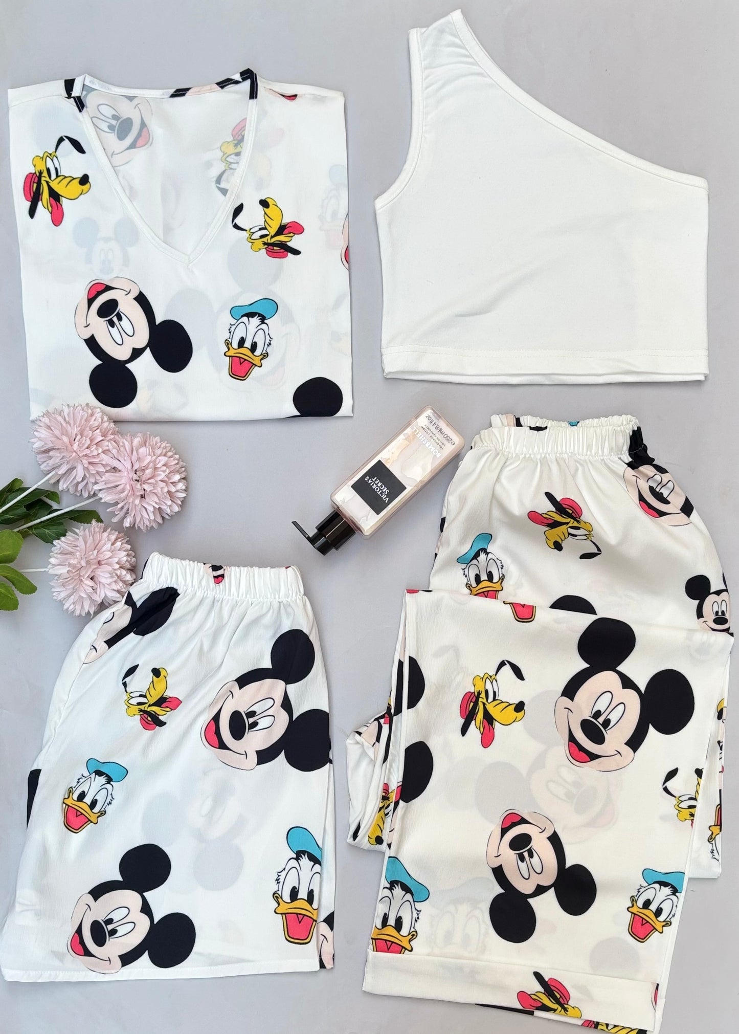 White Disney 3 pieces set with white one shoulder